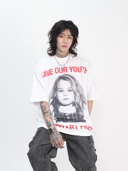 Portrait Print Oversize Short Sleeve T-Shirt WN24489