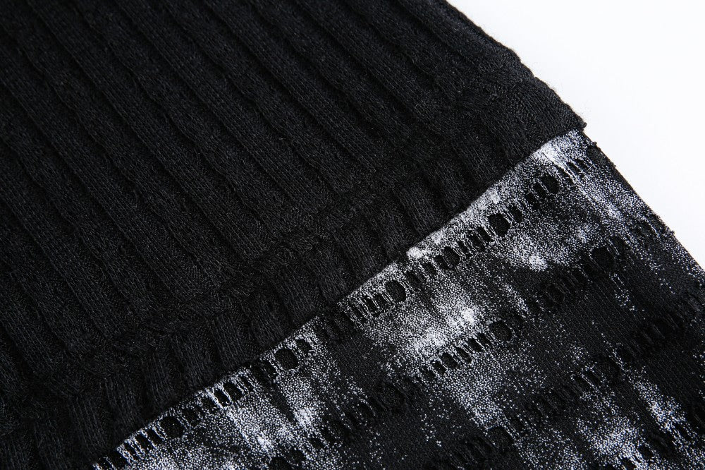 Ribbed Graphic Print Long Sleeve T-Shirt WN28073