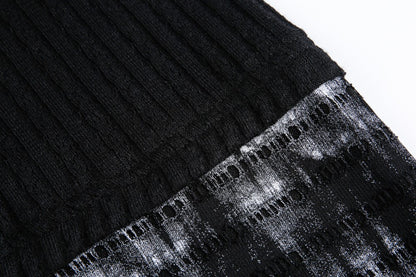 Ribbed Graphic Print Long Sleeve T-Shirt WN28073