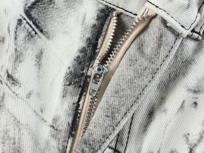 3D Print Ripped Tie-Dye Wide Leg Denim Jeans WN27866