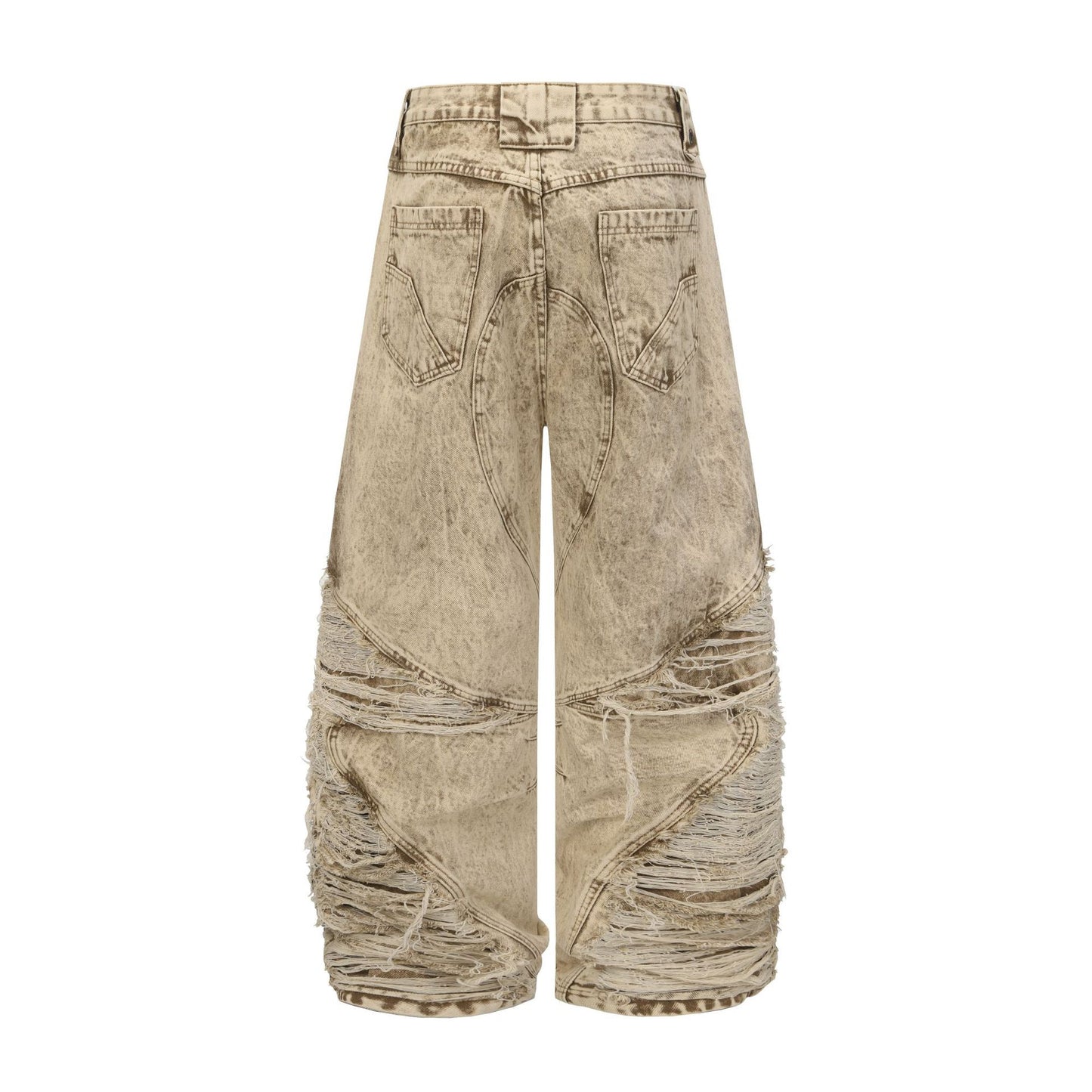 Damage Panel Wide Leg Denim Jeans WN23104