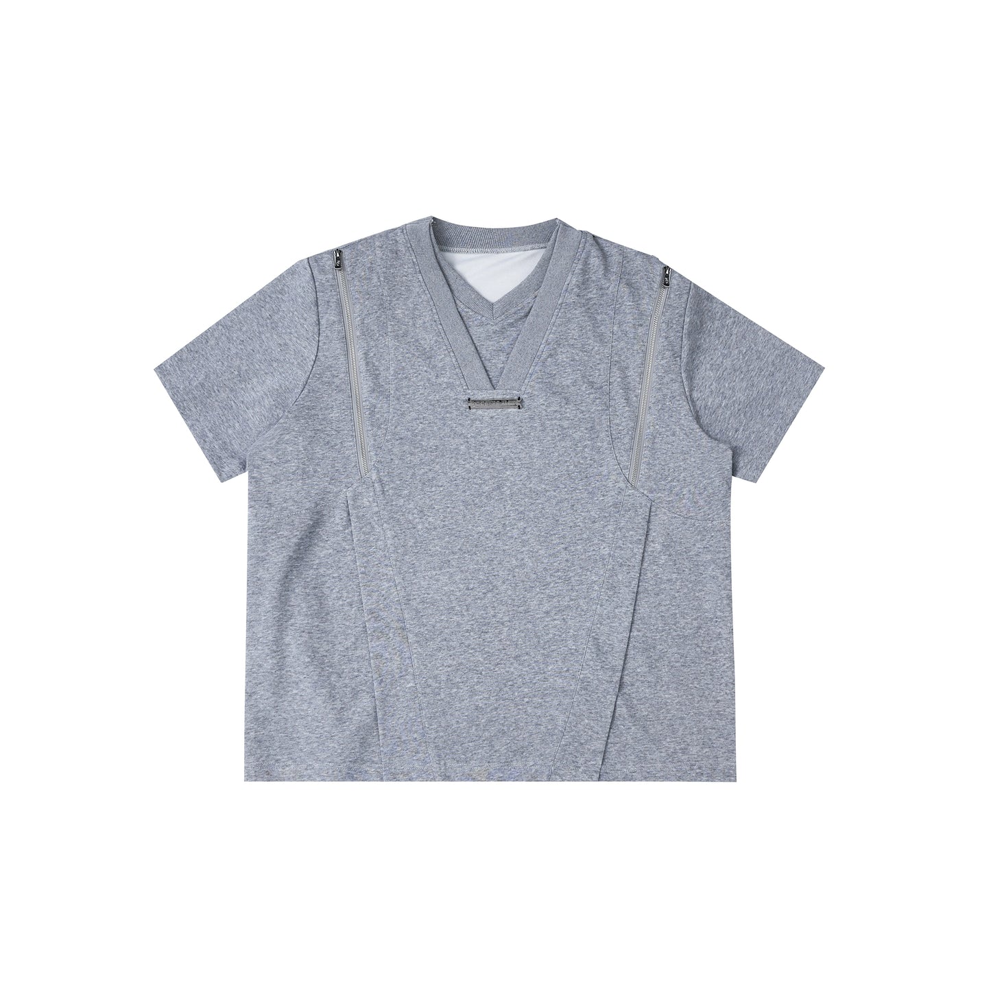 Zipper Design Fake Layered Short Sleeve T-Shirt WN5306
