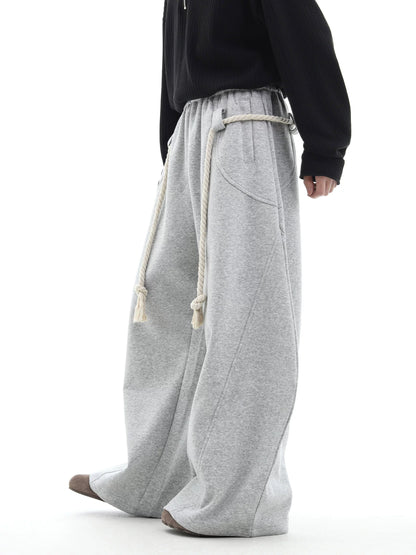 Rope Detail Scimitar-Cut Wide-Leg Sweatpants WN10284