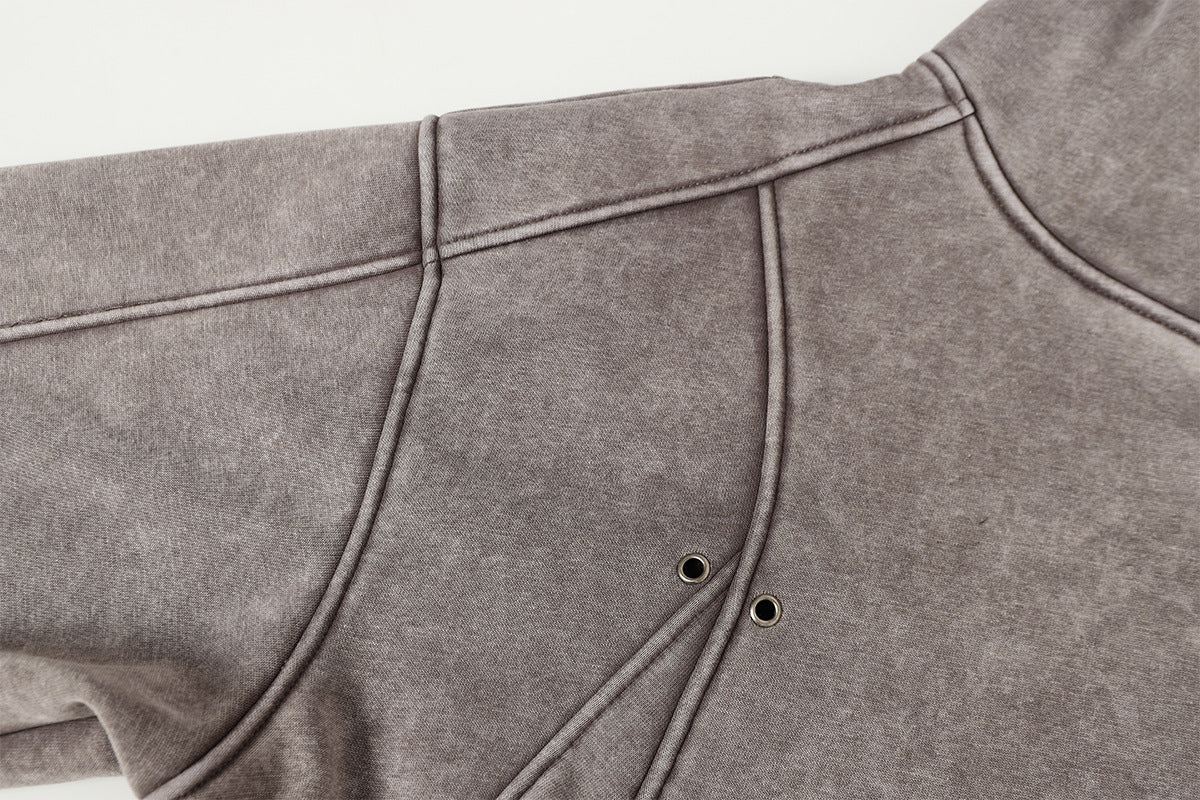 Heavyweight Washed Deconstructed Pullover Hoodie WN23037