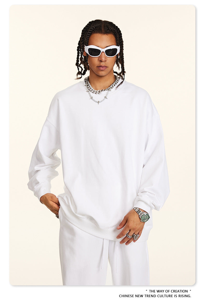 Oversize Heavyweight Basic Round Neck Sweatshirt WN9929