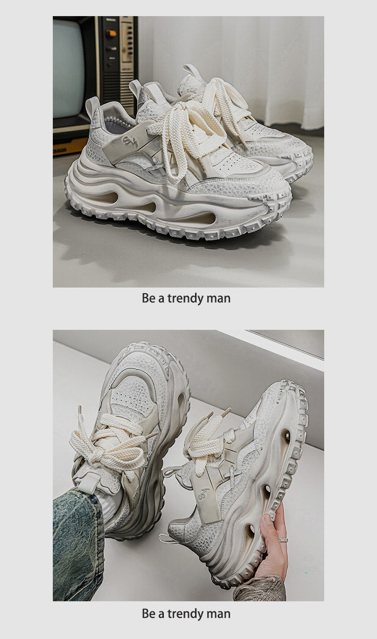 Strap Detail Chunky Sole Lace-Up Sneakers WN23363