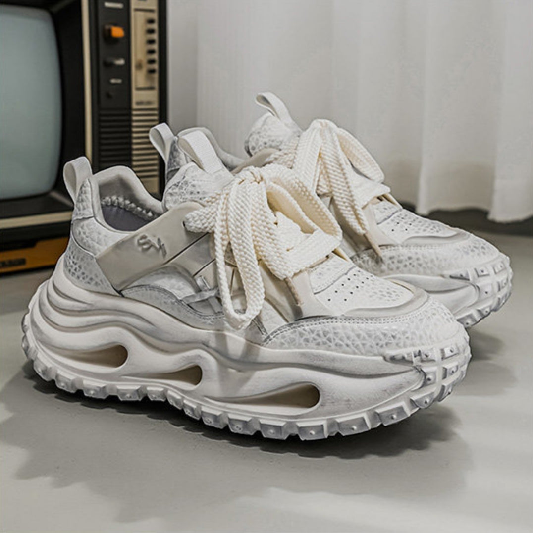 Strap Detail Chunky Sole Lace-Up Sneakers WN23363