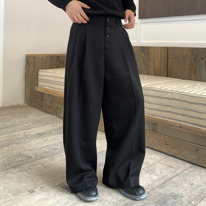 Button Pleats Wide Leg Trousers WN24996