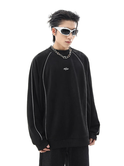 Reflective Suede Oversize Pullover Sweatshirt WN10408