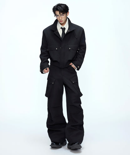 Deconstruction Multi-Pocket Cargo Jacket & Pleats Cargo Pants Setup WN21227