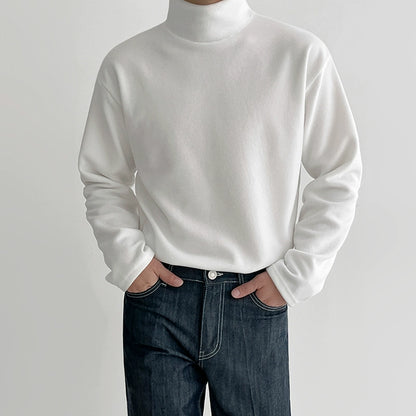 Stand Neck Plan Long Sleeve T-shirt WN6579