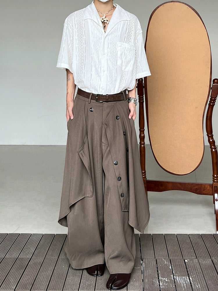 Asymmetrical Draping Wide Leg Trousers WN19950