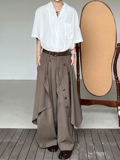 Asymmetrical Draping Wide Leg Trousers WN19950