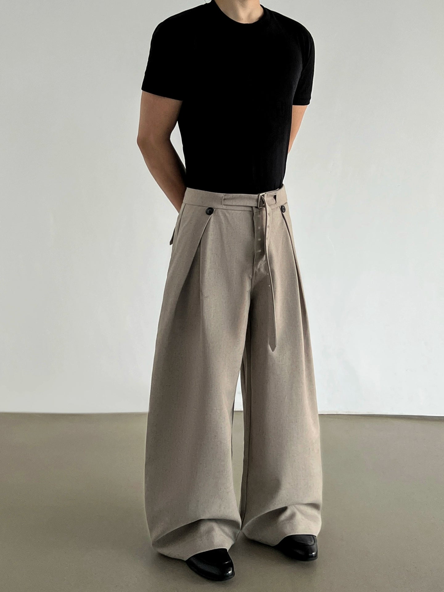 Pleats Linen Wide Leg Trousers WN21438