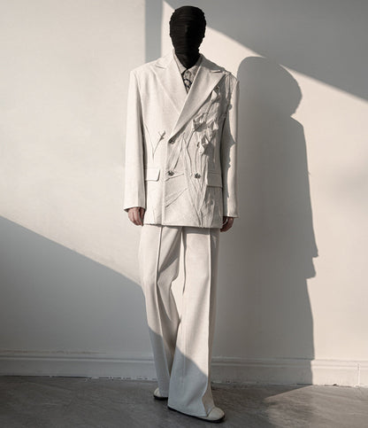 Handmade 3D Flower Tailored Jacket & Trousers Setup WN23646