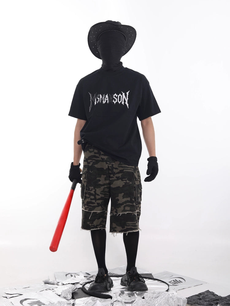 Camouflage Cargo Patchwork Half Pants WN18723