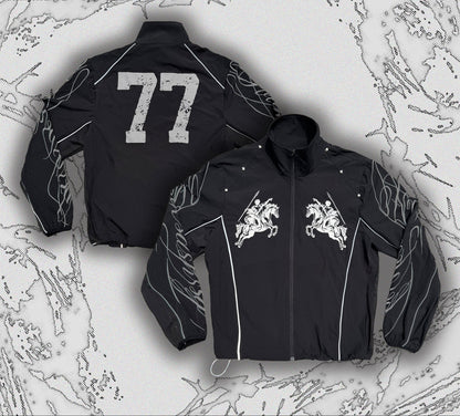 Raglan Horse Graphic Print Studs Detail Jacket WN27388