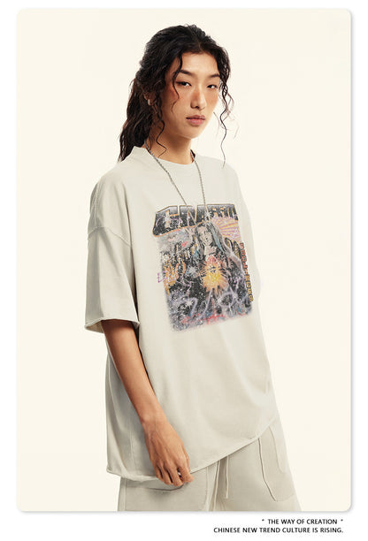 Washed Pure Cotton Short Sleeve T-Shirt WN7830