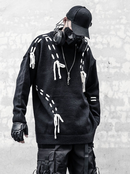 Drawstring Color Block Long Sleeve Knit Sweater WN22586