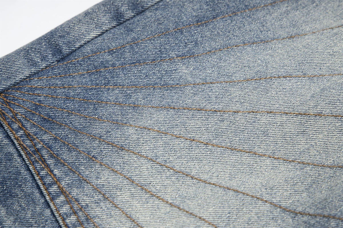 Panel Washed Denim Half Jeans WN26967