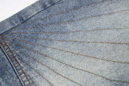 Panel Washed Denim Half Jeans WN26967