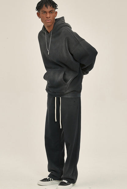 Fleece Linning Spray-dye Damage Oversize Hoodie & Fleece Linnig Sweatpants WN9969