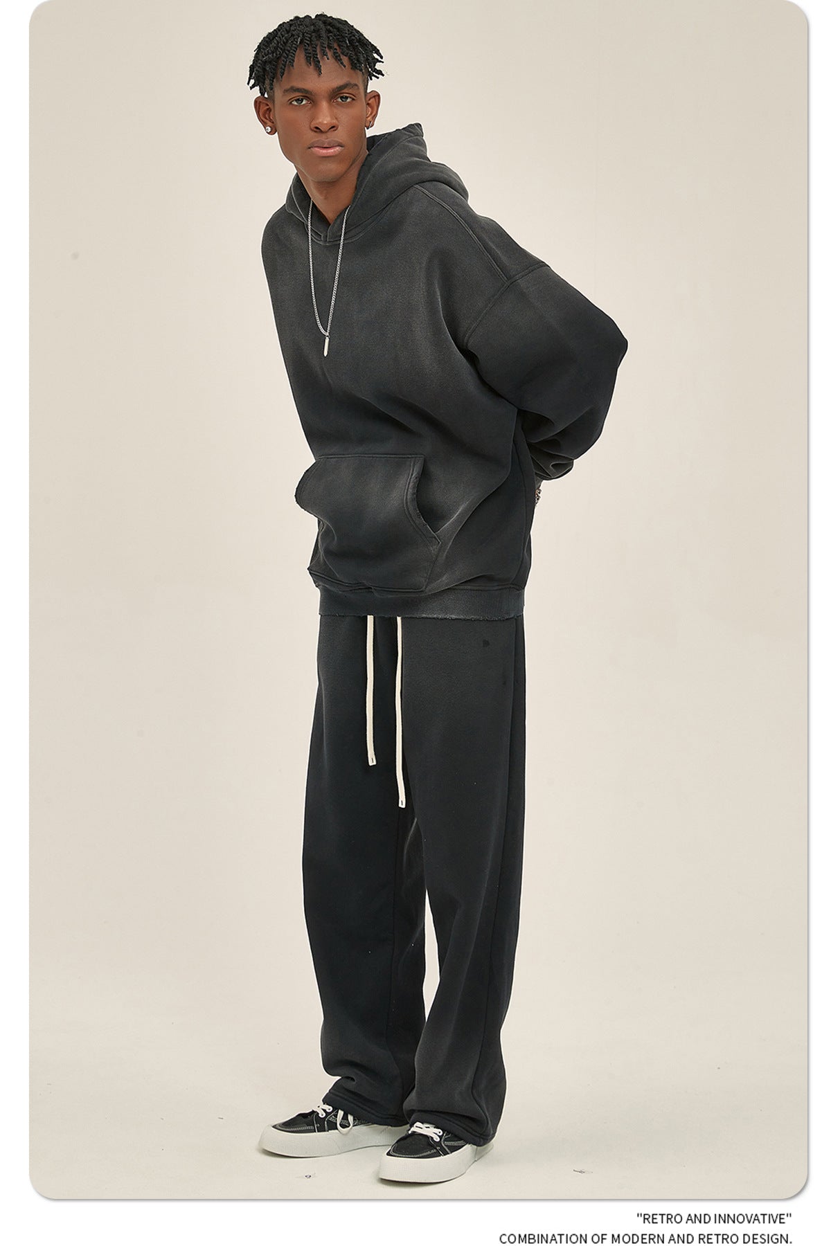 Fleece Lining Spray-dye Damage Oversize Hoodie WN9969-K