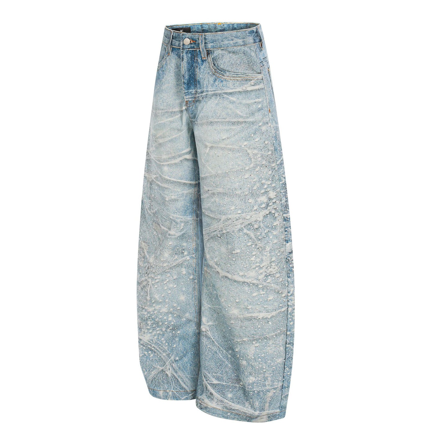 Paint Splatter Wash Wide Leg Denim Jeans WN23584
