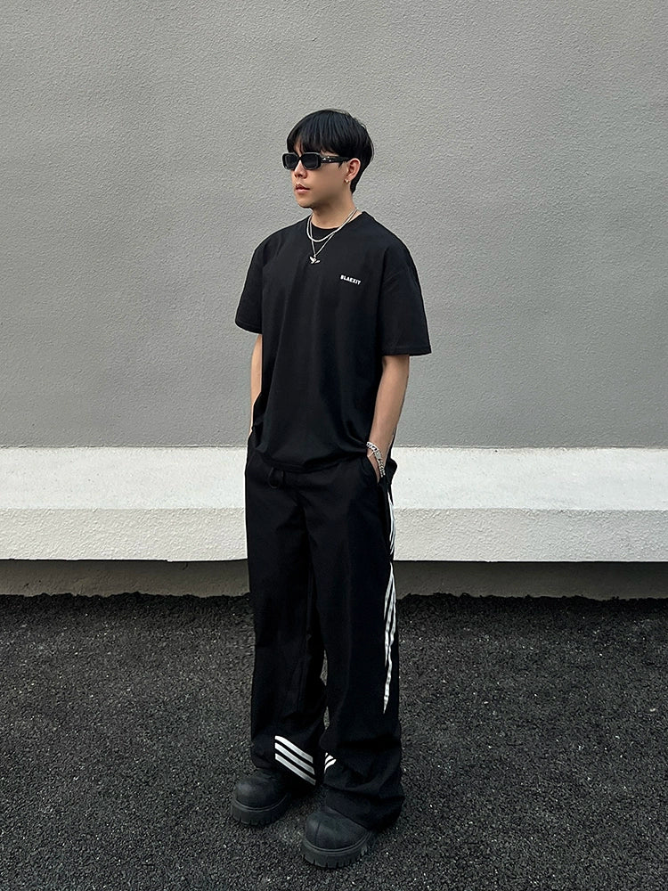 Stripe Patchwork Flare Sporty Pants WN19525