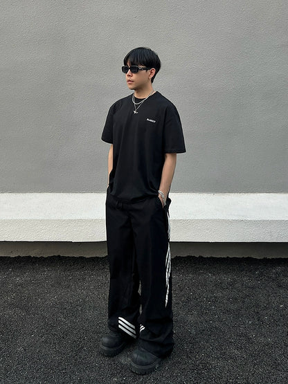 Stripe Patchwork Flare Sporty Pants WN19525