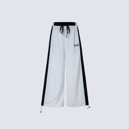 Double Waist Contrast Stripe Wide Leg Sweatpants WN28010