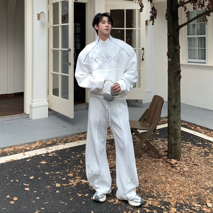Embroidery Sweatshirt & Wide Leg Sweatpants Setup WN25283