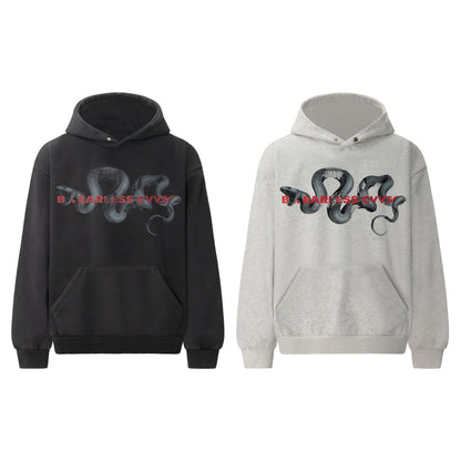 Washed Snake Print Pullover Hoodie WN23061