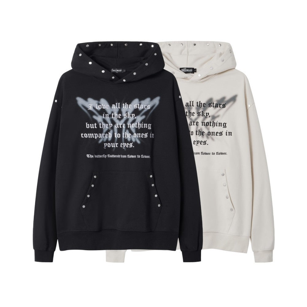 Studs Graphic Print Pocket Hoodie WN28003