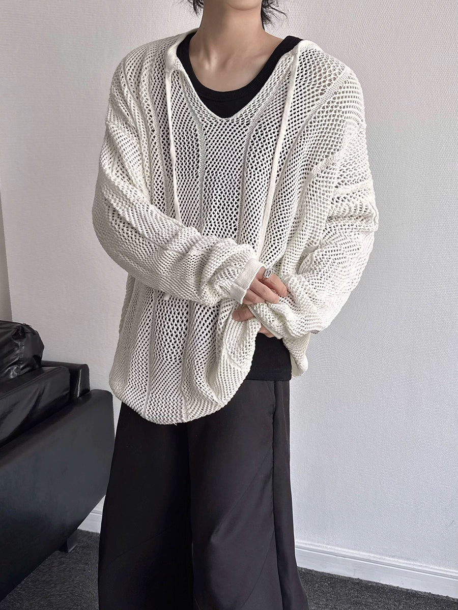 Oversize Hollow-Out Pullover Knit Sweater WN19357
