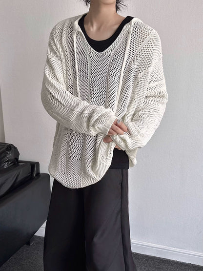 Oversize Hollow-Out Pullover Knit Sweater WN19357