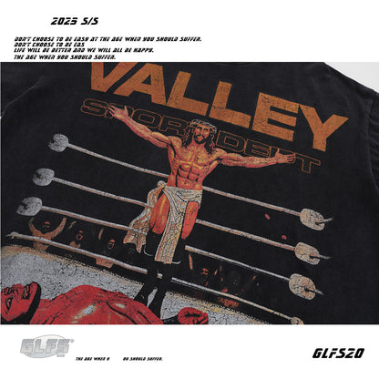 Wrestling Print Graphic Short Sleeve T-Shirt WN26458