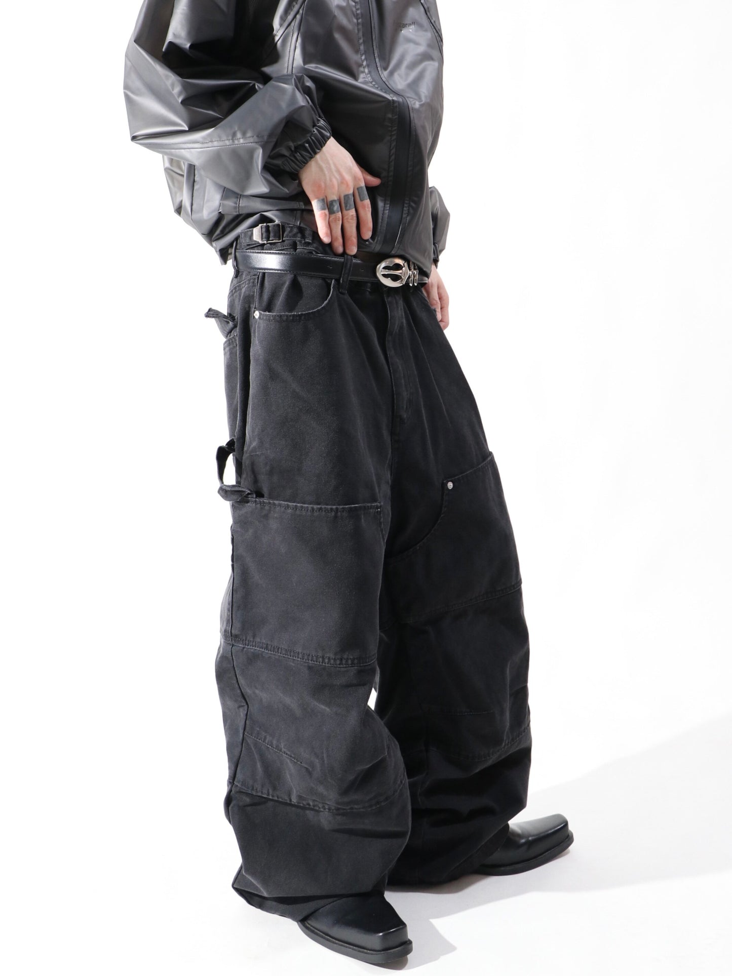 Washed Large Pocket Wide Leg Pants WN24106