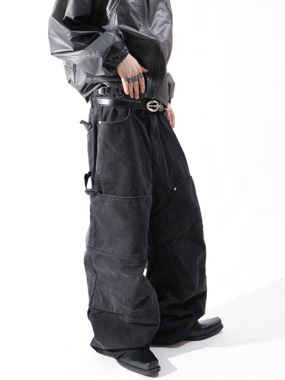 Washed Large Pocket Wide Leg Pants WN24106
