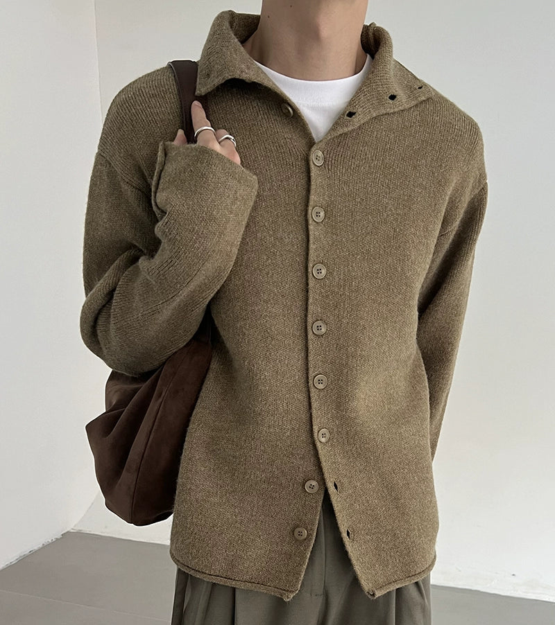 Button Stand-Neck Knit Cardigan WN21634