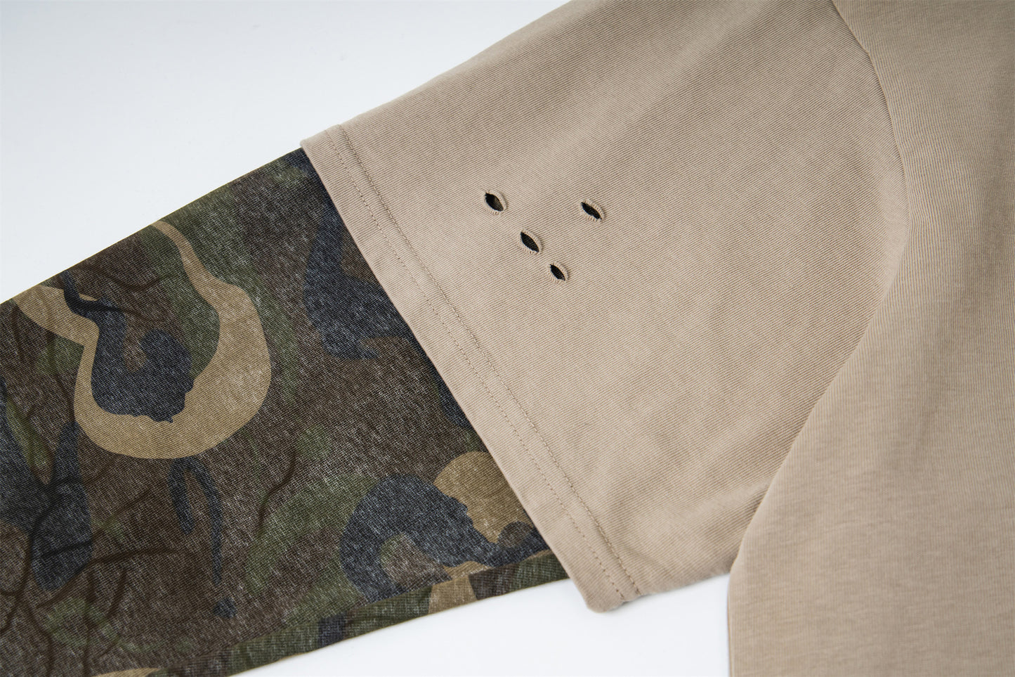 Fake Layered Camo Damage Print Long Sleeve T-Shirt WN25740