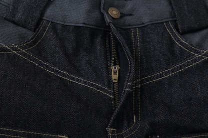 Flame Embroidery Wide Leg Raw Denim Jeans WN28071