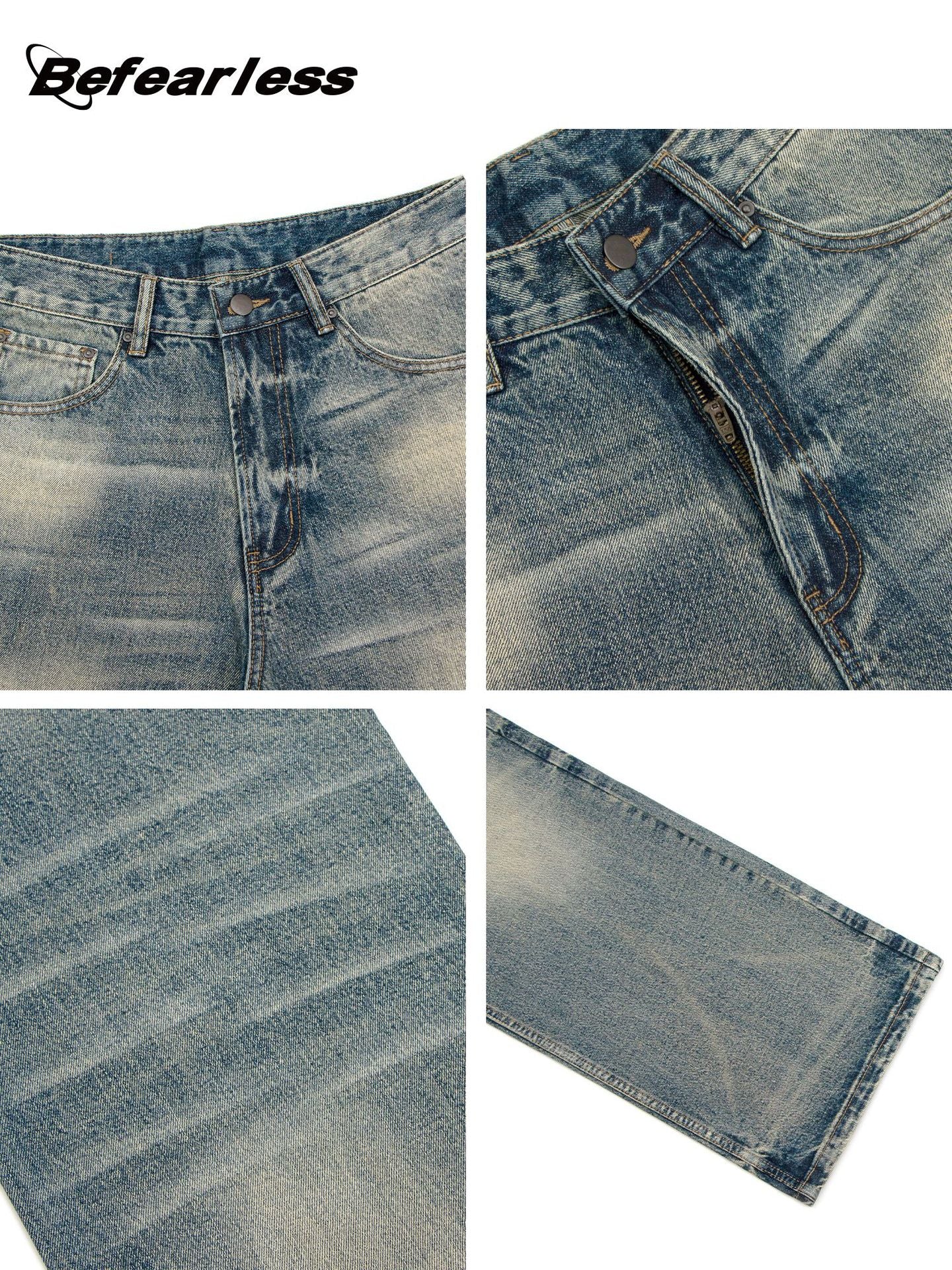 Washed Whisker Wide Leg Denim Jeans WN26283