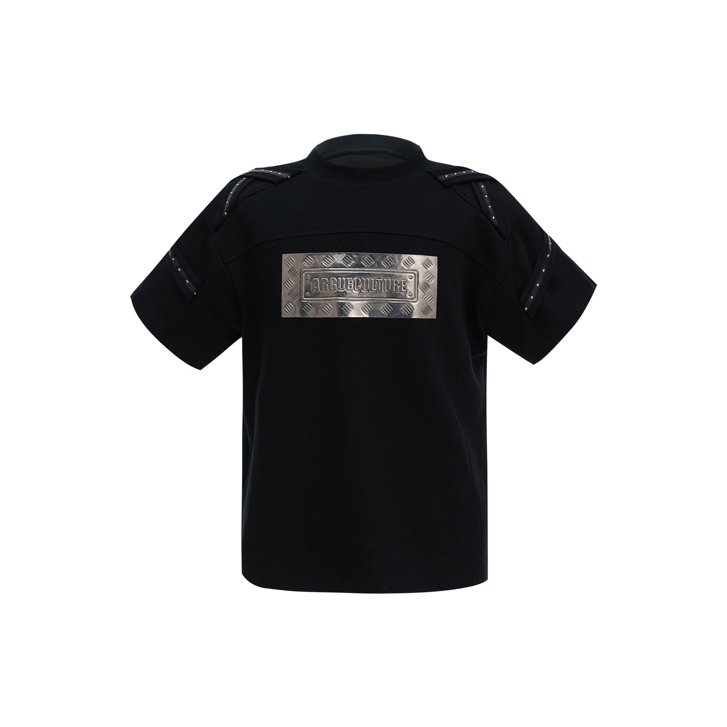 Shoulder Pads Short Sleeve Metal Logo T-shirt WN7477