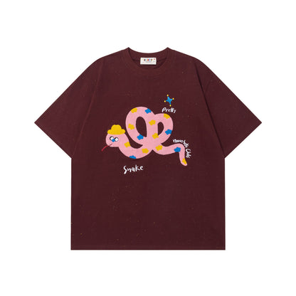 Cartoon Snake Print Short Sleeve T-Shirt WN26756
