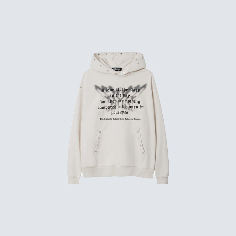 Studs Graphic Print Pocket Hoodie WN28003