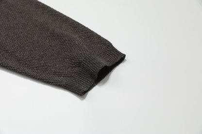 Openwork Linen Henley Neck Knit Sweater WN25712