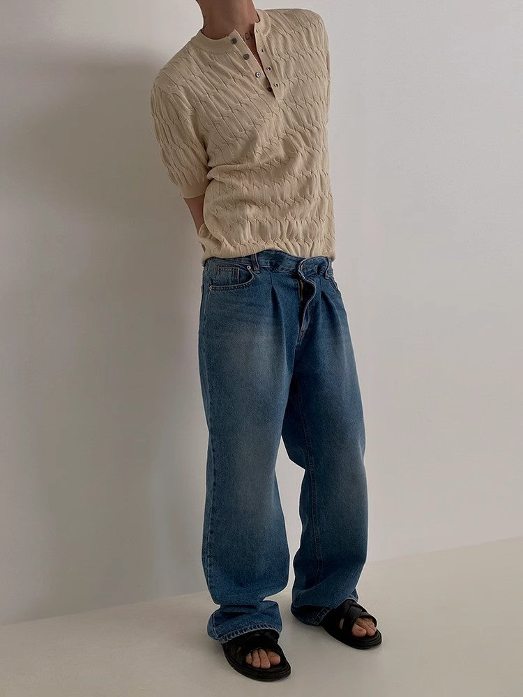 Henry Collar Short Sleeve Knit T-shirt WN6796