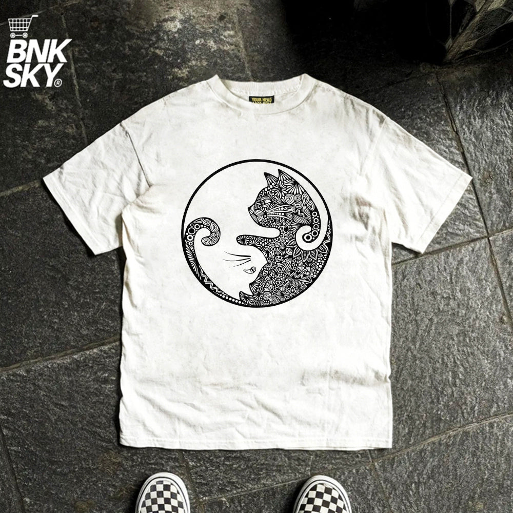 Cat Graphic Design Short Sleeve T-Shirt WN16707