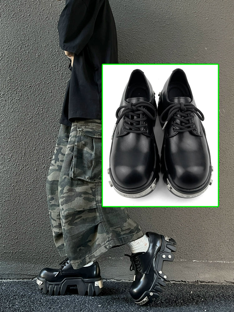 Thick Sole PU Leather Derby Shoes WN21249